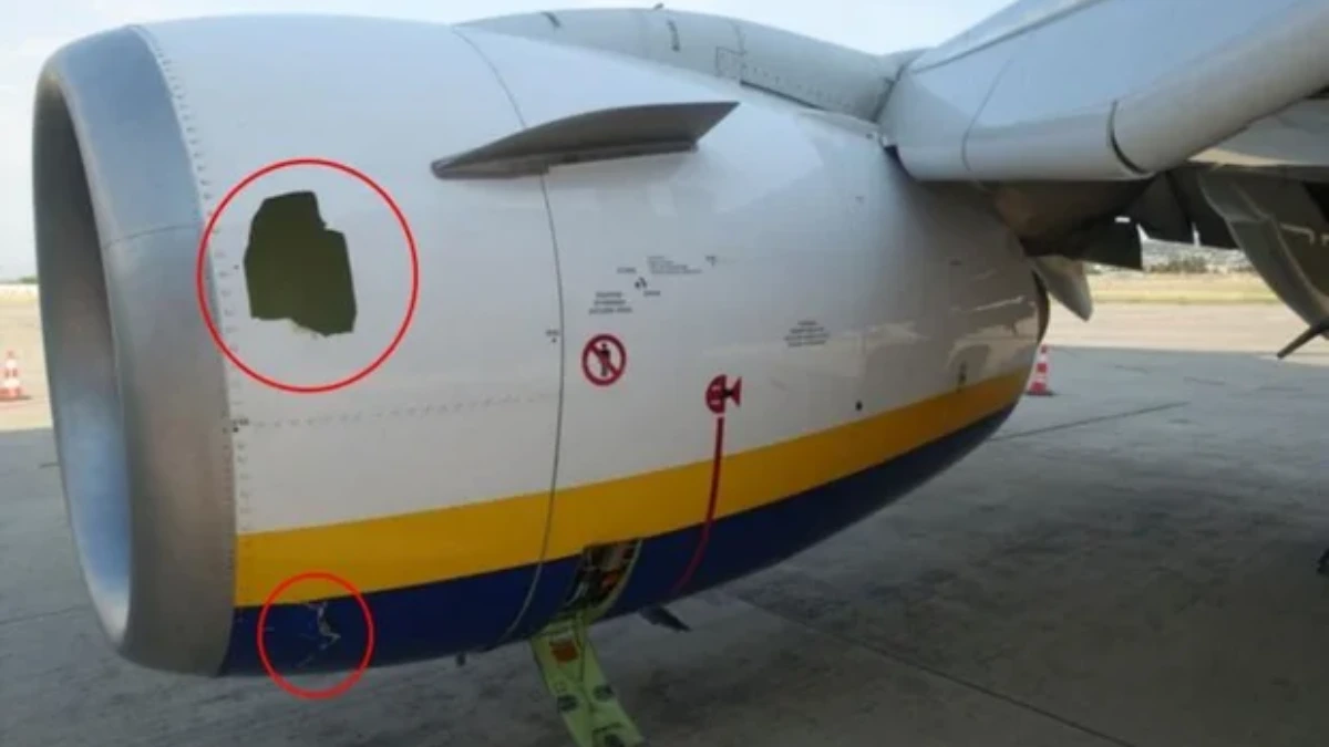 boeing 737 ryanair engine damage